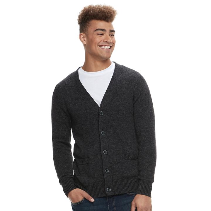 Men's Urban Pipeline&reg; V-neck Cardigan, Size: Large, Black