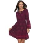 Juniors' Mudd&reg; Print Crinkle Lace-up Dress, Teens, Size: Medium, Drk Purple
