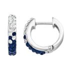 Auburn Tigers Crystal Sterling Silver Huggie Hoop Earrings, Women's, Blue