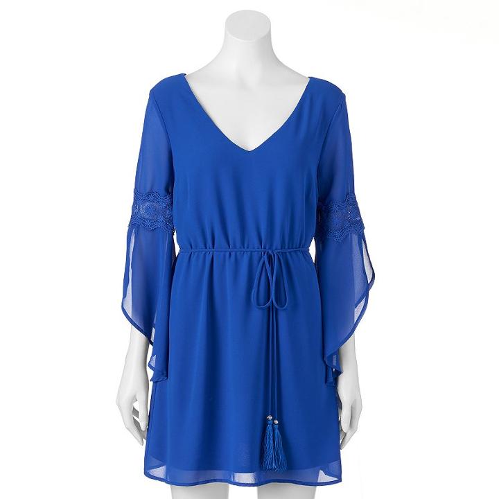 Juniors' Lily Rose Flutter-sleeve Shift Dress, Girl's, Size: Medium, Blue