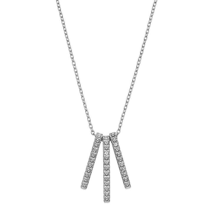 Diamond Essence Sterling Silver Diamond Accent Stick Pendant, Women's, White
