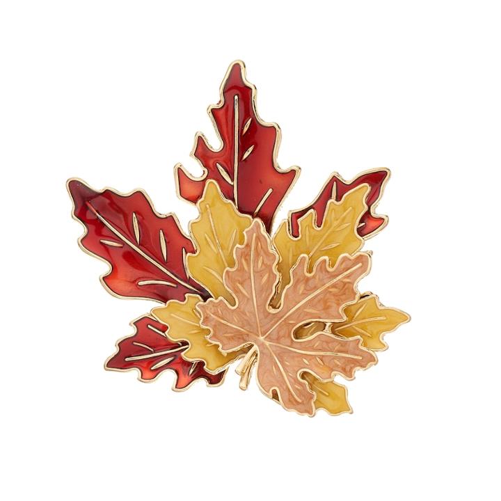Gold Tone Layered Leaf Pin, Women's, Multicolor