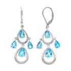 Sterling Silver Blue Topaz & Diamond Accent Teardrop Dangle Earrings, Women's