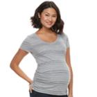 Maternity A:glow Essential Ruched V-neck Tee, Women's, Size: L-mat, Light Grey