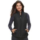 Women's Croft & Barrow&reg; Classic Quilted Vest, Size: Large, Black