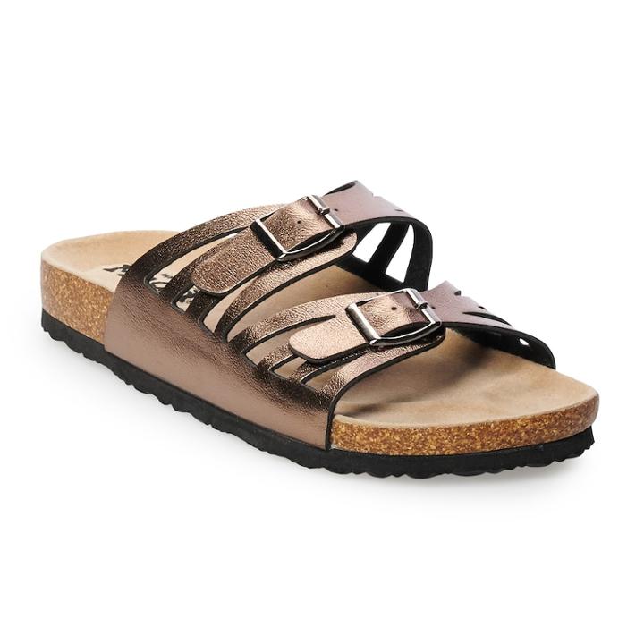Women's Mudd&reg; Perforated Double Strap Sandals, Size: Medium, Brown
