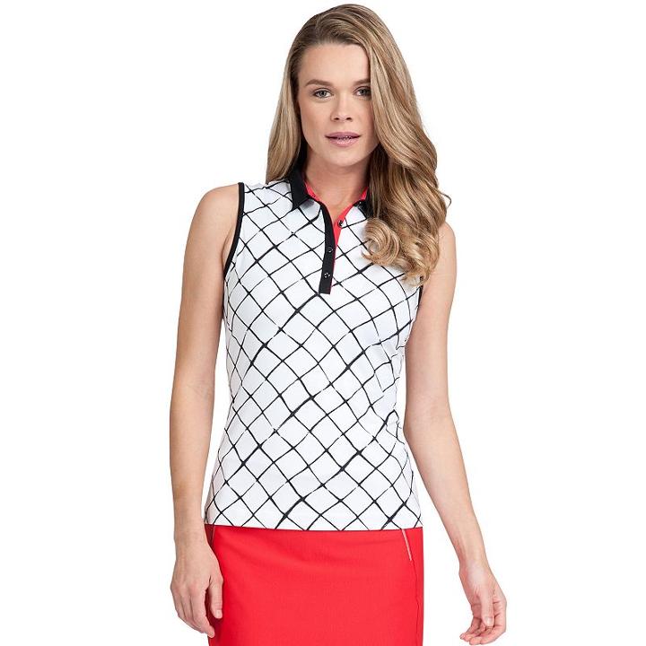 Women's Tail Andrea Metal Button Placket Knit Golf Top, Size: Xl, White Oth