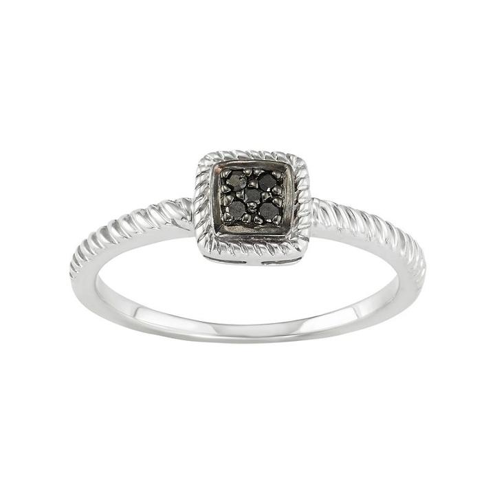 Sterling Silver Black Diamond Accent Twist Halo Ring, Women's, Size: 8