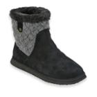 Women's Dearfoams Suede & Basketweave Boot Slippers, Size: Medium (8), Black