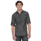 Men's Rock & Republic Zipper-pocket Button-down Shirt, Size: Small, Black