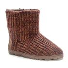 Muk Luks Women's Marled Knit Boot Slippers, Size: Large, Brown