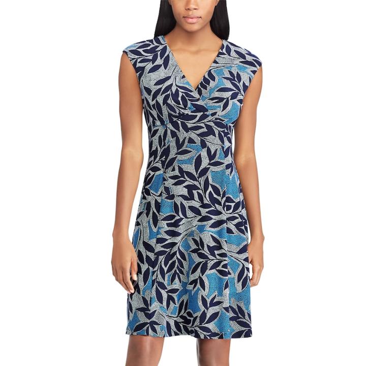 Women's Chaps Floral Surplice Empire Dress, Size: Xl, Natural