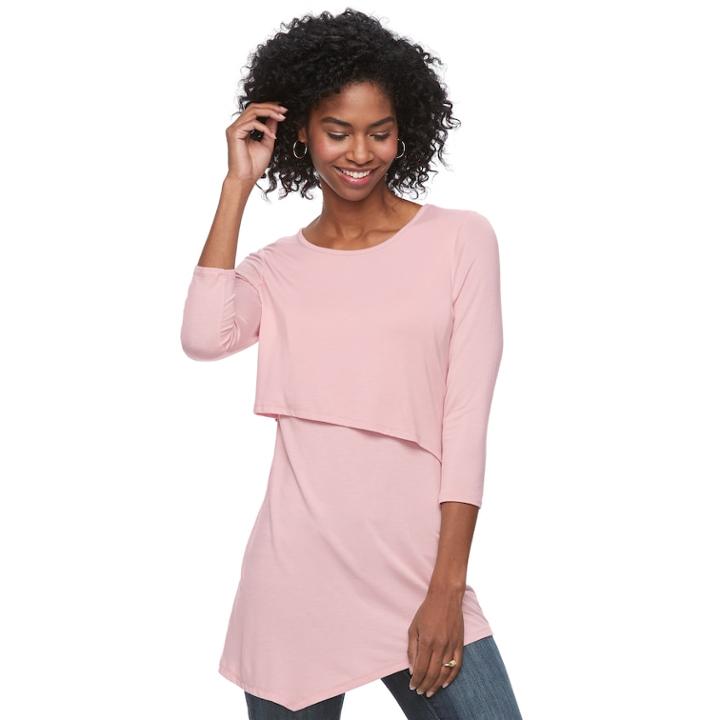 Maternity A:glow Asymmetrical Popover Nursing Top, Women's, Size: M-mat, Light Pink
