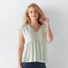 Women's Sonoma Goods For Life&trade; Dobby Lace Top, Size: Xs, Green