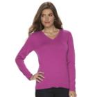 Petite Croft & Barrow&reg; V-neck Sweater, Women's, Size: S Petite, Med Pink