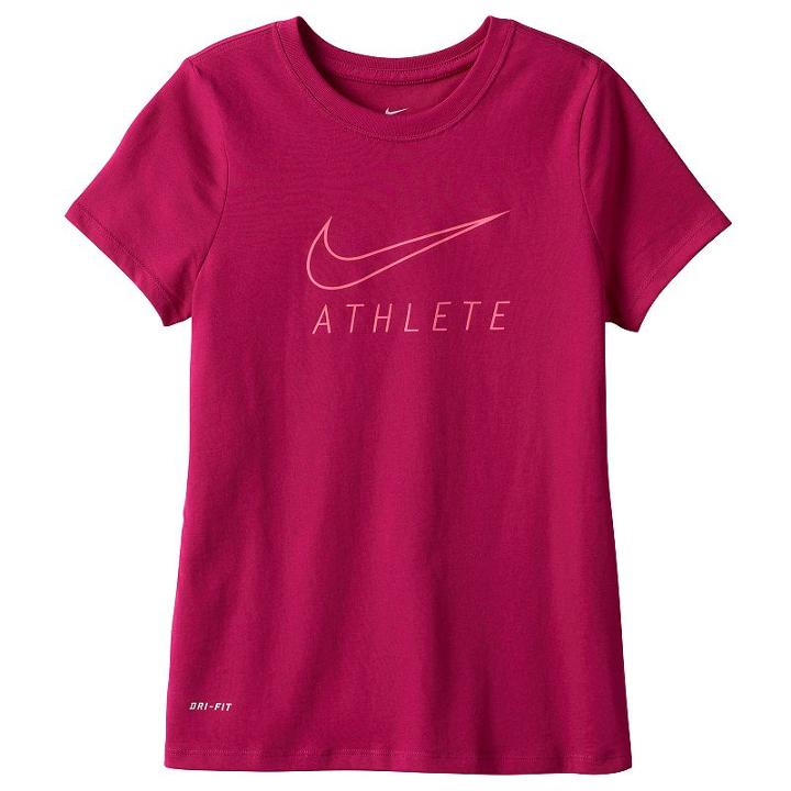 Girls 7-16 Nike Athlete Swoosh Tee, Size: Medium, Dark Red