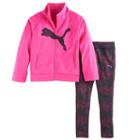 Girls 4-6x Puma Logo Jacket & Print Leggings Set, Size: 6x, Brt Pink
