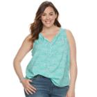 Plus Size Sonoma Goods For Life&trade; Front Tie Tank, Women's, Size: 1xl, Turquoise/blue (turq/aqua)
