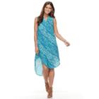 Women's Sharagano Printed High-low Dress, Size: 10, Blue