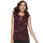 Women's Elle&trade; Pintuck Ruffle Top, Size: Large, Purple