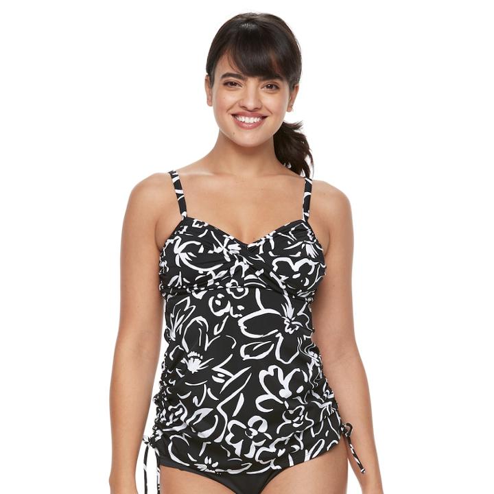 Women's Trimshaper Brandy Waist Minimizer Twist-front Tankini Top, Size: 12, Oxford