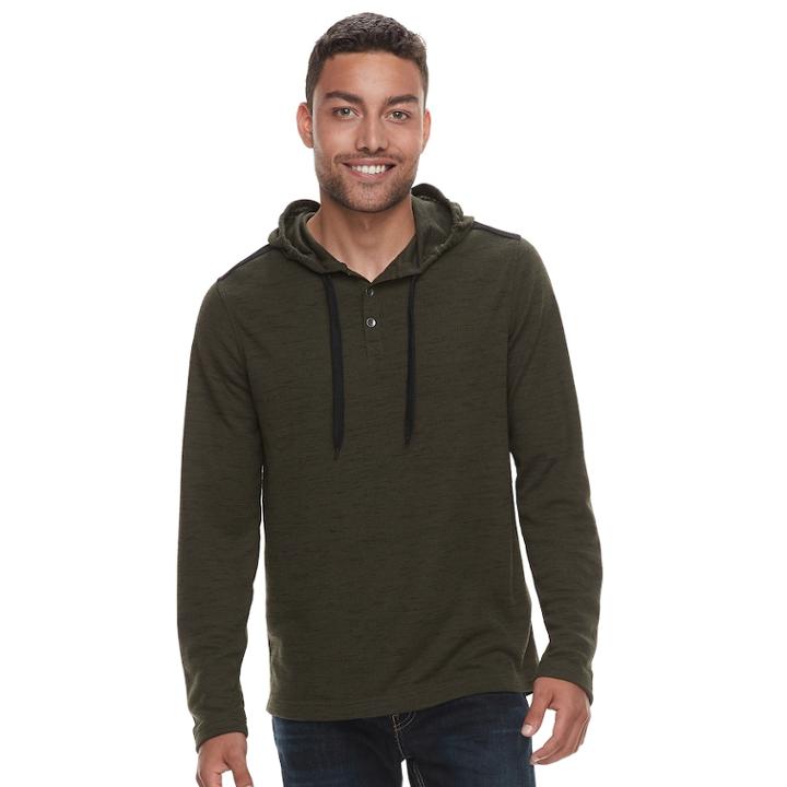 Men's Rock & Republic Hooded Thermal Tee, Size: Xxl, Dark Green