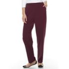 Croft & Barrow&reg; Straight-fit Ruched Polished Pull-on Pants, Size: 8, Dark Red