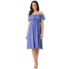 Women's Haggar Ruffle Off-the-shoulder Dress, Size: Medium, Med Blue