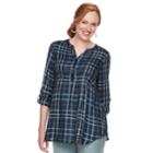 Maternity A:glow Pintuck Blouse, Women's, Size: L-mat, Dark Blue