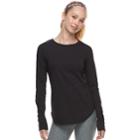 Petite Tek Gear&reg; Crewneck Long Sleeve Tee, Women's, Size: Xl Petite, Black