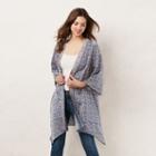 Women's Lc Lauren Conrad Shark-bite Floral Cardigan, Size: Large, Blue (navy)