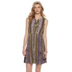 Women's Dana Buchman Printed Lace-up Dress, Size: Small, Green