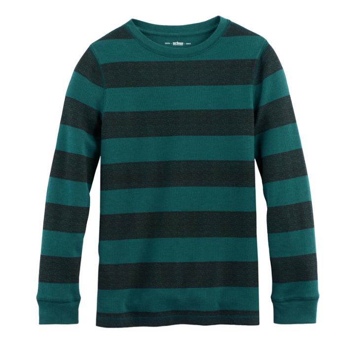 Boys 8-20 Urban Pipeline&reg; Striped Thermal Tee, Size: Medium, Med Green