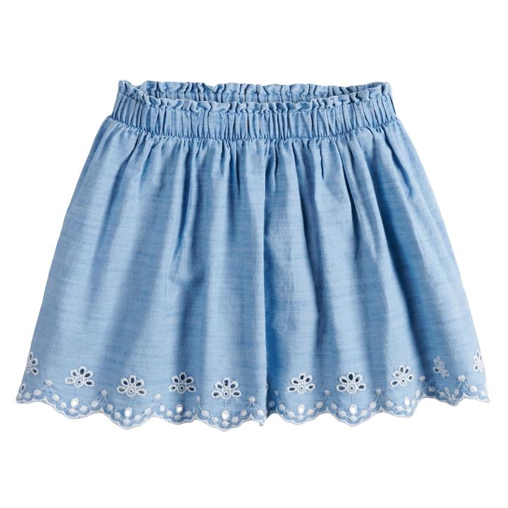 Girls 4-12 Sonoma Goods For Life&trade; Scallop Hem Eyelet Chambray Skort, Size: 8, Light Blue