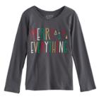 Girls 4-10 Jumping Beans&reg; Holiday Long-sleeved Tee, Size: 7, Grey