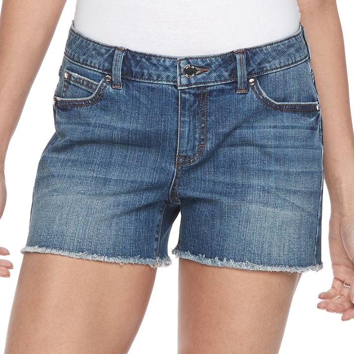Women's Jennifer Lopez Fray Jean Shorts, Size: 16, Med Blue