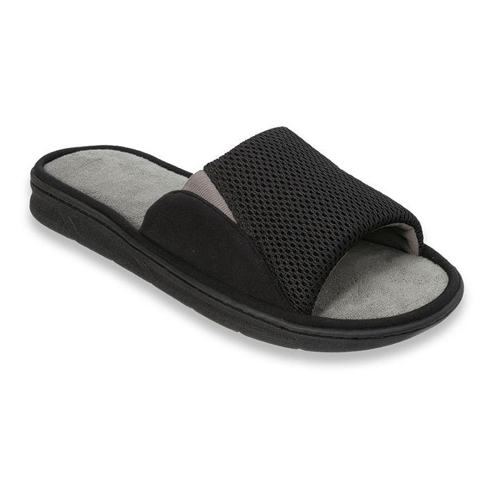 Dearfoams Men's Mesh Slide Slippers, Size: Small, Black