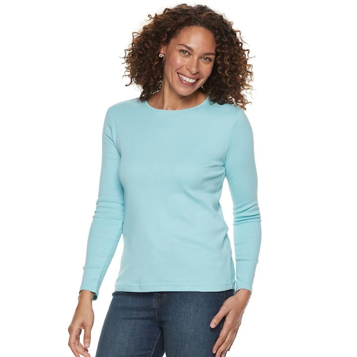Women's Croft & Barrow&reg; Classic Crewneck Tee, Size: Xs, Med Blue
