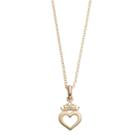 Disney's Crown & Heart 14k Gold Pendant, Women's, Size: 18