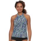 Women's A Shore Fit Hip Minimizer High-neck Tankini Top, Size: 8, Blue