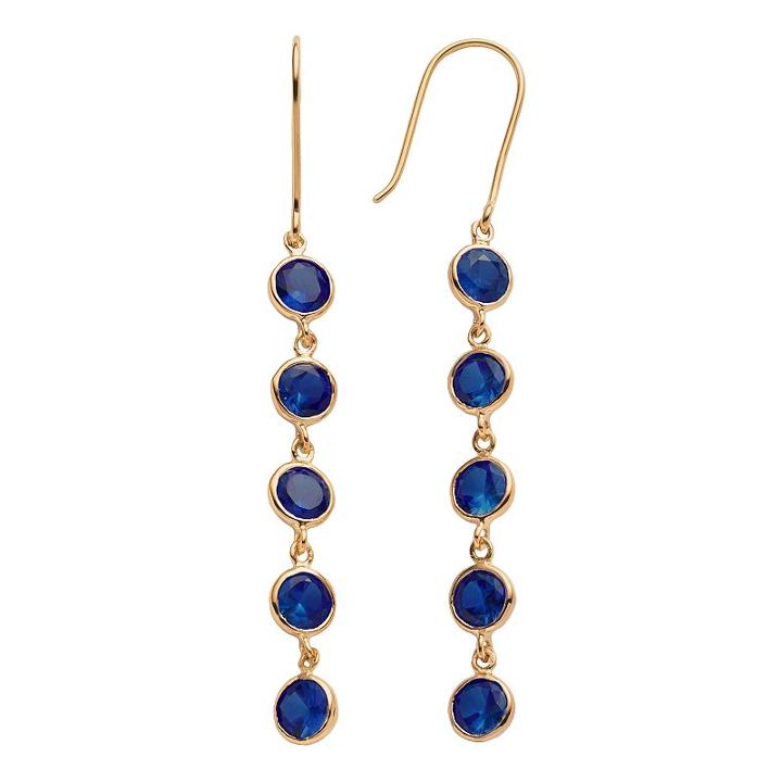 14k Gold Over Silver Lab-created Sapphire Linear Drop Earrings, Women's, Blue