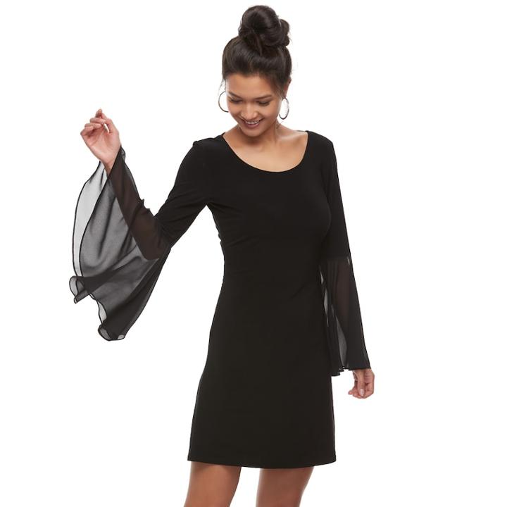 Women's Msk Strappy Chiffon Shift Dress, Size: Large, Black