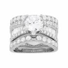 Sterling Silver Cubic Zirconia Engagement Ring Set, Women's, Size: 10, White