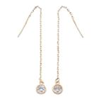 Round Simulated Crystal Chain Threader Earrings, Women's, Gold