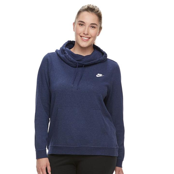 Plus Size Nike Cowlneck Hoodie, Women's, Size: 3xl, Med Blue