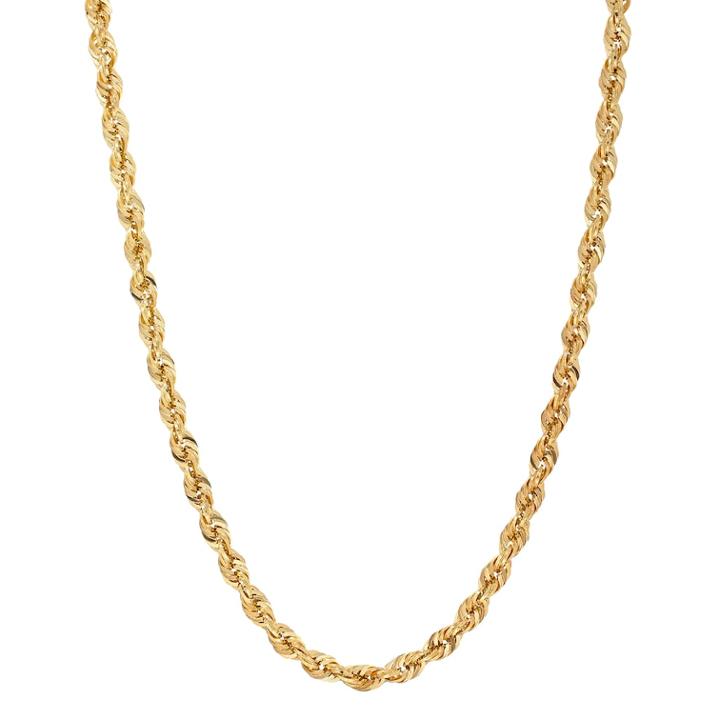 Everlasting Gold 14k Gold Glitter Rope Chain Necklace - 24 In, Women's, Size: 24, Yellow