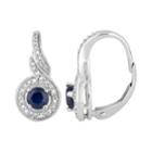 10k White Gold Sapphire & 1/5 Carat T.w. Diamond Leverback Earrings, Women's, Blue