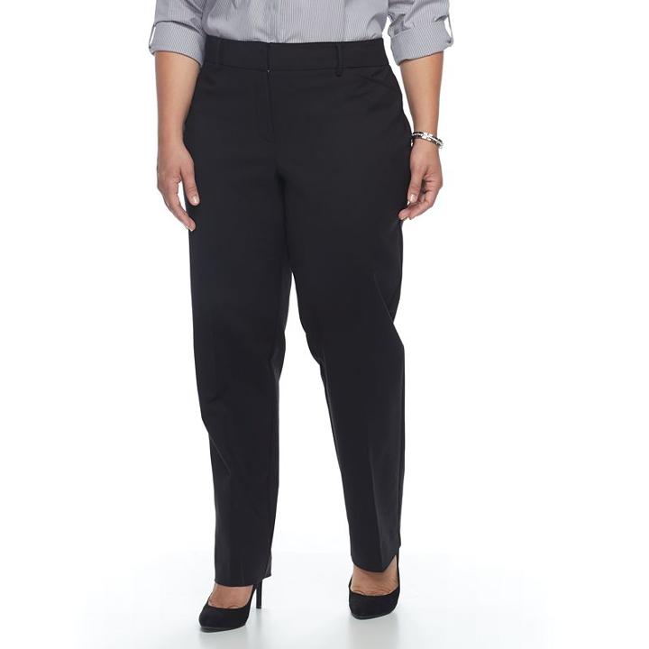 Plus Size Apt. 9&reg; Torie Modern Fit Straight-leg Dress Pants, Women's, Size: 18 W, Black