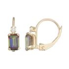 10k Gold Emerald-cut Mystic Fire Topaz & White Zircon Leverback Earrings, Women's, Multicolor