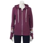 Juniors' So&reg; Perfectly Soft Striped Sleeve Hoodie, Teens, Size: Large, Drk Purple